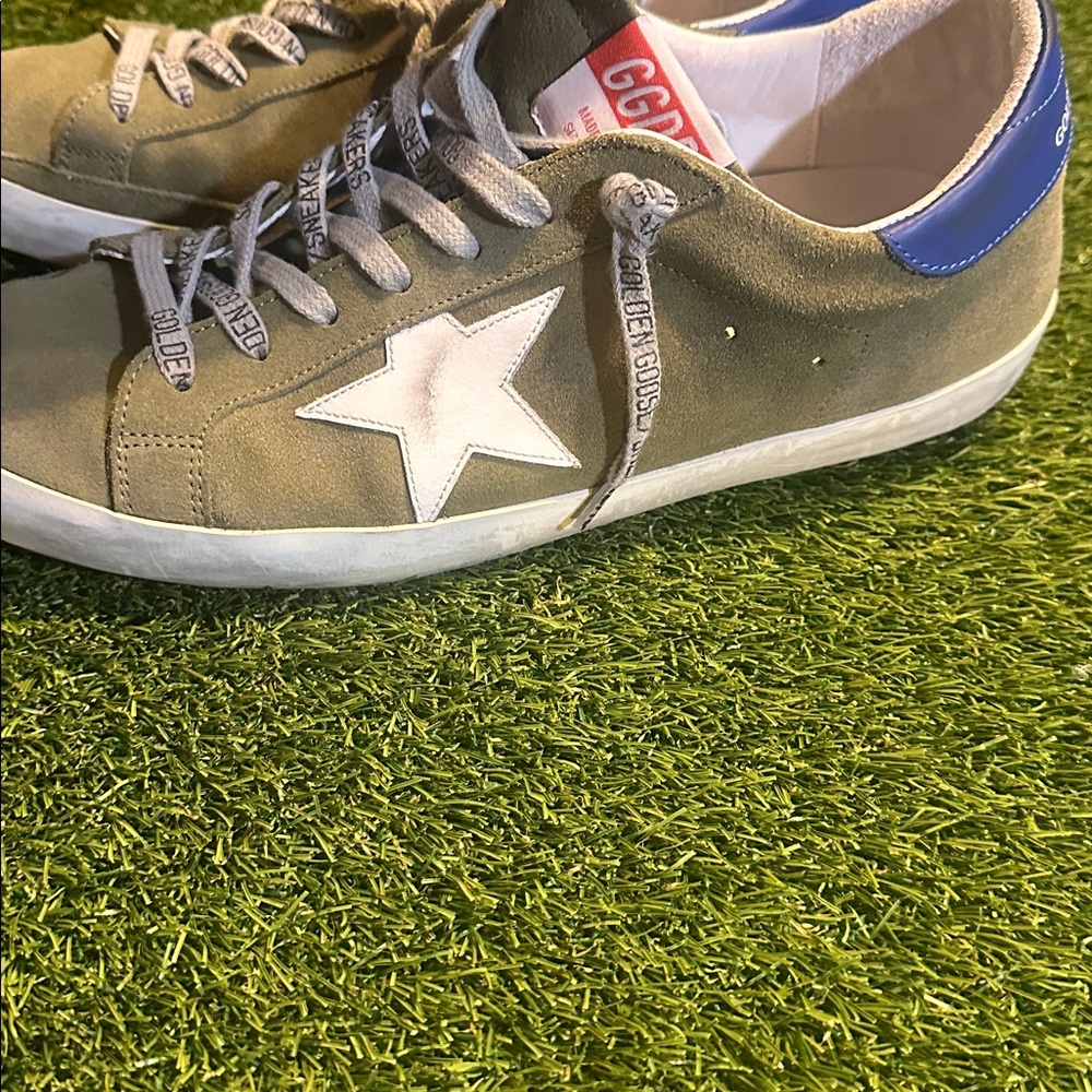 LIKE NEW Golden Goose Superstar 'Wood Green’ SuperStar Khaki Navy Men's Sneakers - Picture 3 of 6